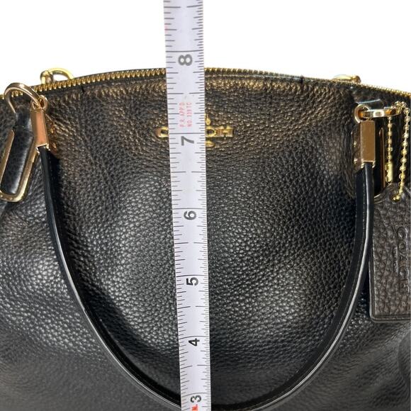 Coach Black Pebble Leather Zip Closure Double Handle Shoulder Crossbody Bags - Picture 10 of 13
